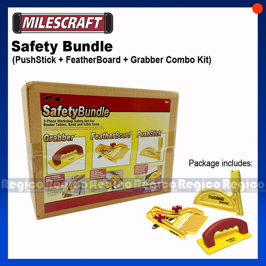 Milescraft Safety Bundle Kit Feather Board 1406 + Push Stick 3404 with Free Grabber 3403 Woodworking Tools 7334