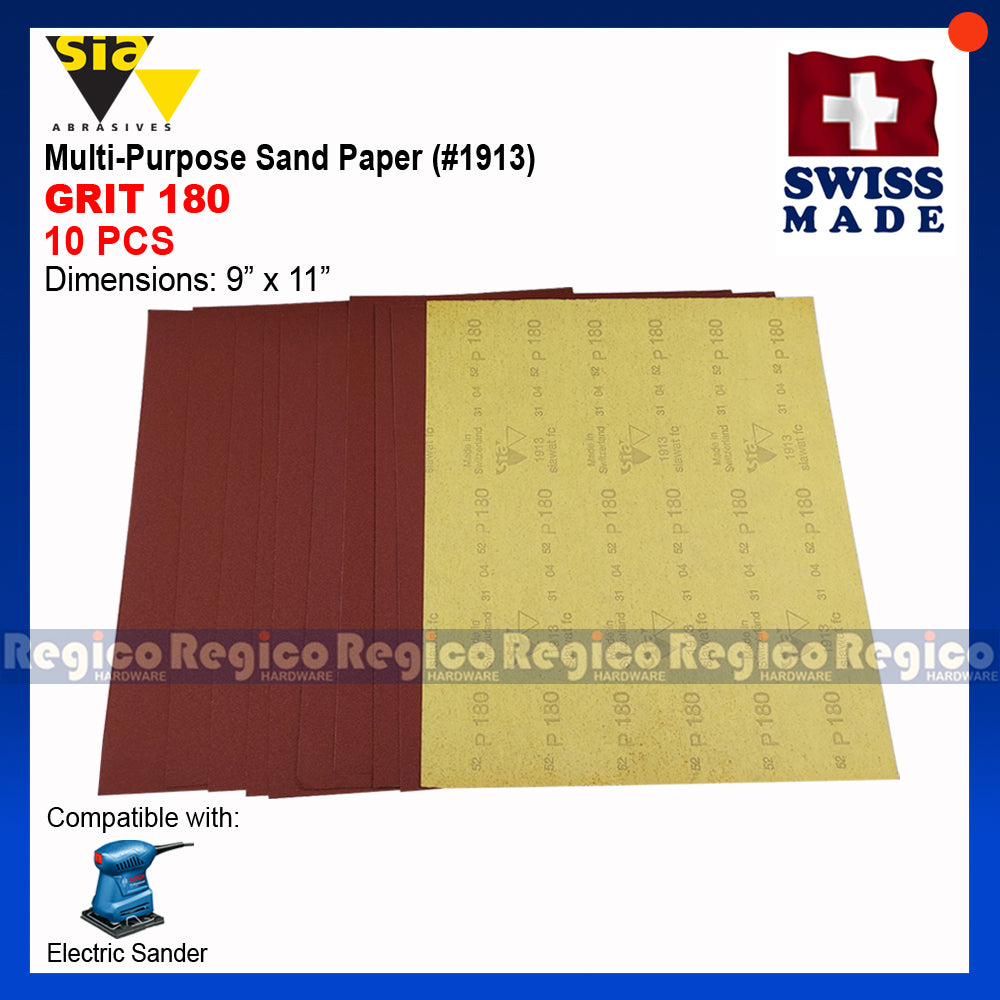(RED) 10pcs. SIA Multipurpose Sand paper Sanding Sheet Paint Removal Dry Wet Sanding for Electrical Orbital Square Palm Sander GSS