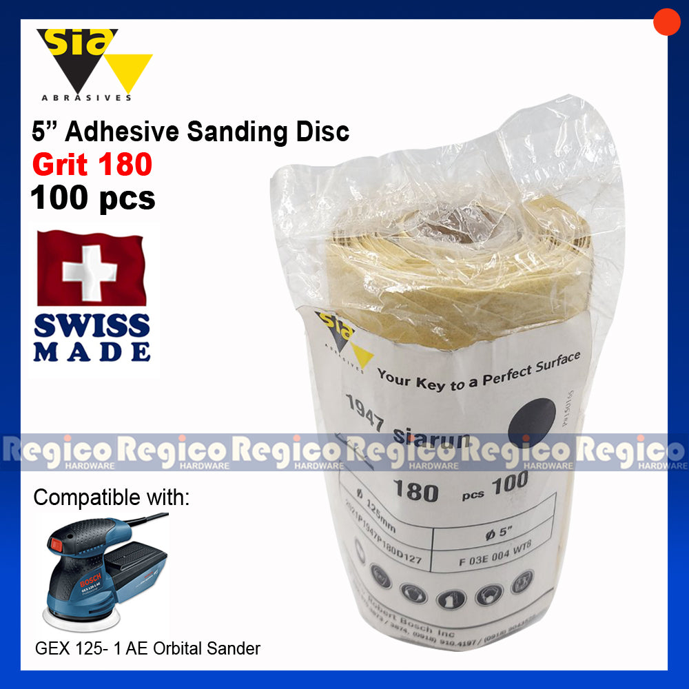 Sia 100PCS Adhesive 5 inch Sanding Disc for Orbital Eccentric Sander GEX 125 #1947