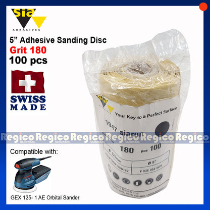Sia 100PCS Adhesive 5 inch Sanding Disc for Orbital Eccentric Sander GEX 125 #1947