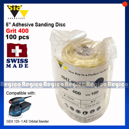 Sia 100PCS Adhesive 5 inch Sanding Disc for Orbital Eccentric Sander GEX 125 #1947