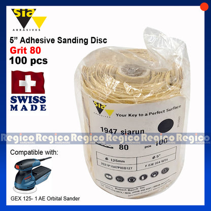 Sia 100PCS Adhesive 5 inch Sanding Disc for Orbital Eccentric Sander GEX 125 #1947