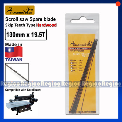 TRACKING DEER Plain End Pinless Skip Teeth Type 5 inch (130mm) Scroll Saw Spare Blade 12pcs/pack