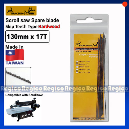 TRACKING DEER Plain End Pinless Skip Teeth Type 5 inch (130mm) Scroll Saw Spare Blade 12pcs/pack