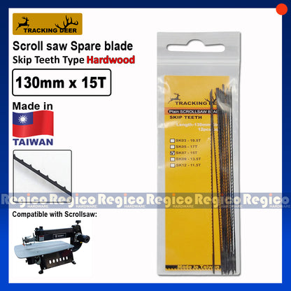 TRACKING DEER Plain End Pinless Skip Teeth Type 5 inch (130mm) Scroll Saw Spare Blade 12pcs/pack