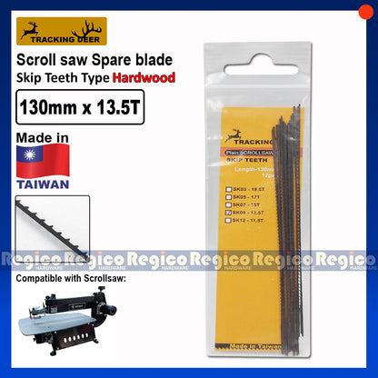 TRACKING DEER Plain End Pinless Skip Teeth Type 5 inch (130mm) Scroll Saw Spare Blade 12pcs/pack