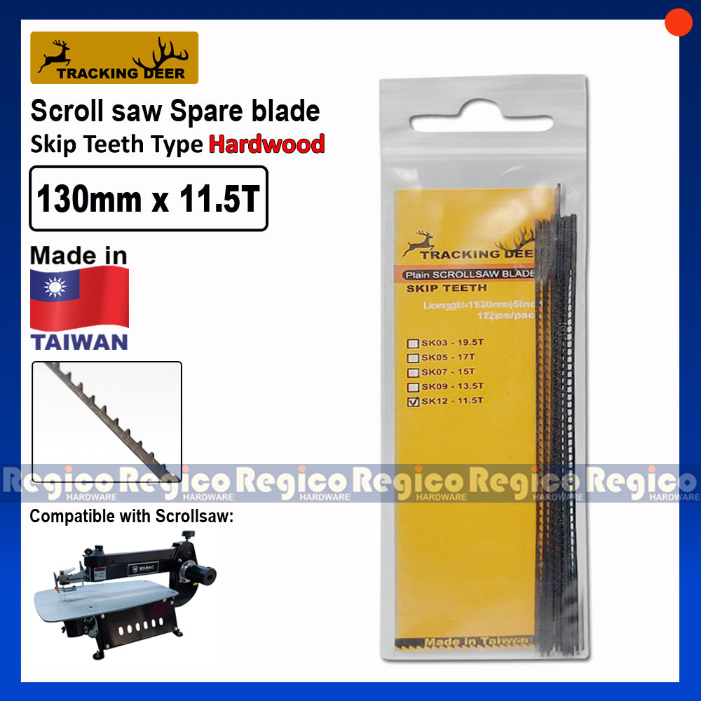 TRACKING DEER Plain End Pinless Skip Teeth Type 5 inch (130mm) Scroll Saw Spare Blade 12pcs/pack