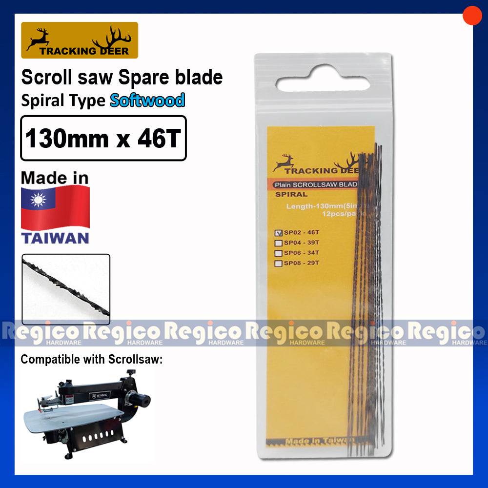 TRACKING DEER Plain End Pinless Spiral Type 5 inch (130mm) Scroll saw Spare Blade 12pcs/pack