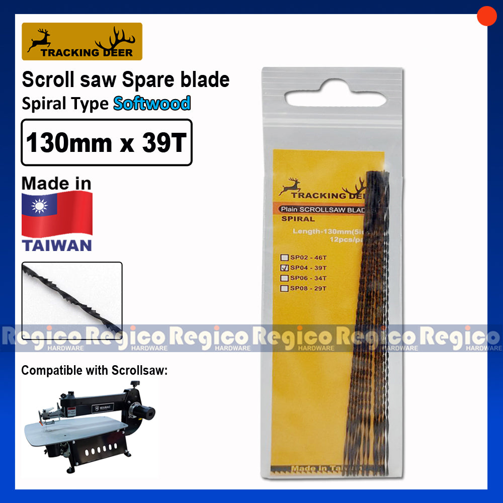 TRACKING DEER Plain End Pinless Spiral Type 5 inch (130mm) Scroll saw Spare Blade 12pcs/pack