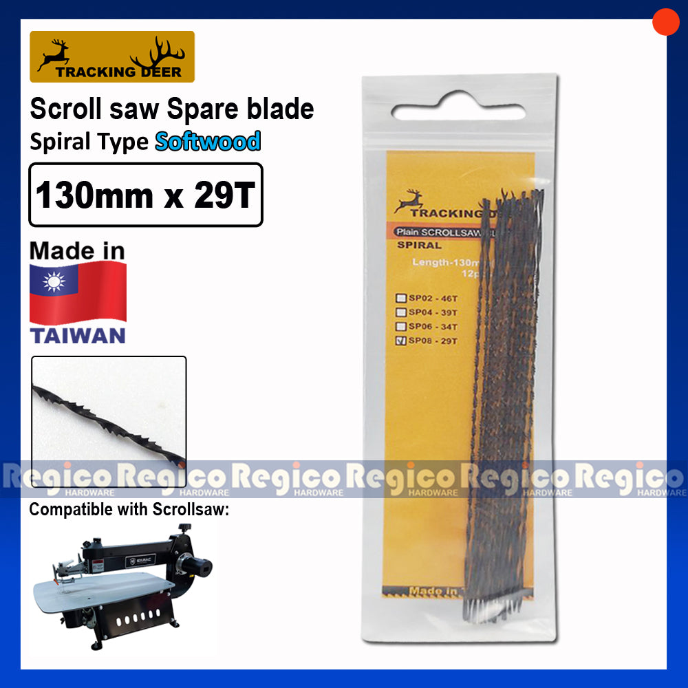 TRACKING DEER Plain End Pinless Spiral Type 5 inch (130mm) Scroll saw Spare Blade 12pcs/pack