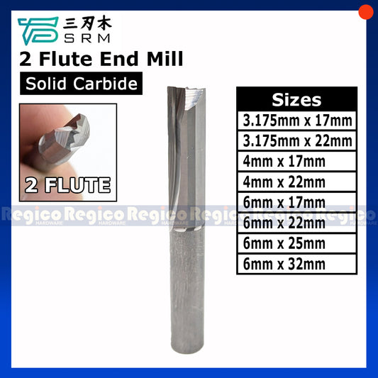 SRM 2 Flute Solid Carbide Square End Mill for Wood CNC Router Milling Cutter