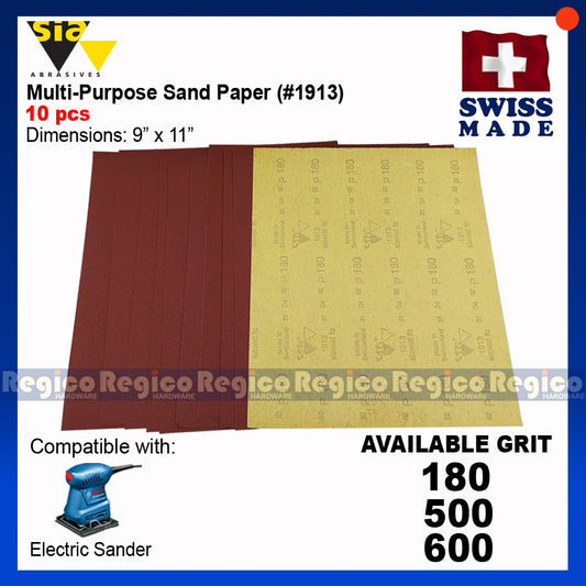 (RED) 10pcs. SIA Multipurpose Sand paper Sanding Sheet Paint Removal Dry Wet Sanding for Electrical Orbital Square Palm Sander GSS