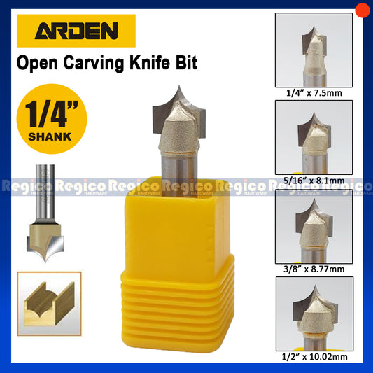 ARDEN 1/4 Shank Open Sharp Beak Carving Knife Router Bit for Woodworking #405
