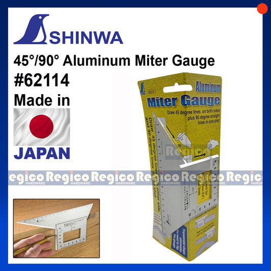 Shinwa #62114 Aluminum Woodworking Miter Gauge 45 Degree 90 Degree Made in Japan Scribe Mark T-Type Ruler Square Layout Miter Line Gauge Carpenter Square