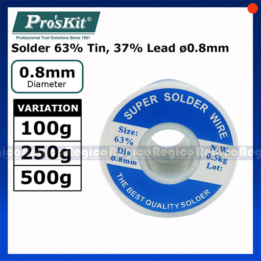Proskit 0.8mm Soldering Wire Premium Silver Tin Lead for Soldering Iron 8PK-033D 8PK-033J 8PK-033P