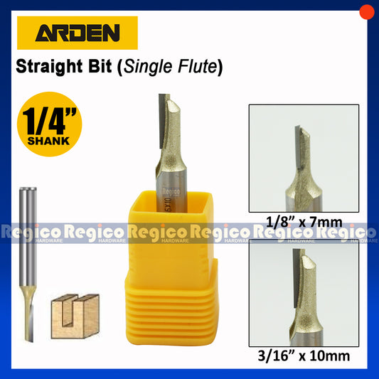 ARDEN 1/4 Shank Single 1 Flute Straight Router Bit for Woodworking #0101