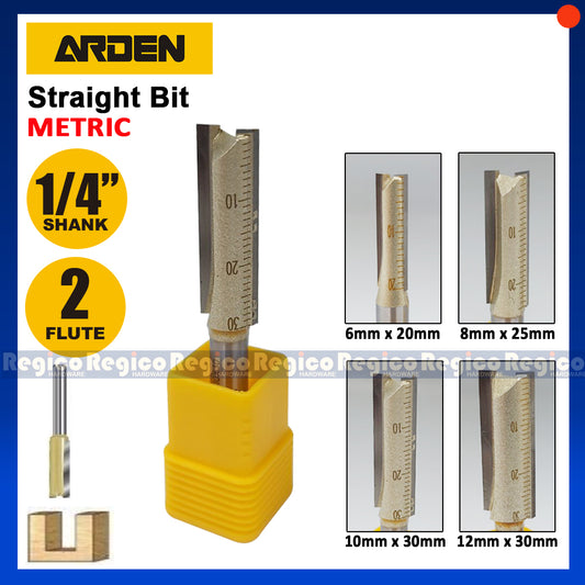 ARDEN 2 Flute 1/4 Shank Metric Straight Router Bit #0114