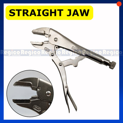 Showa 250mm Lock Jaw Pliers with Wire Cutting Straight Curved