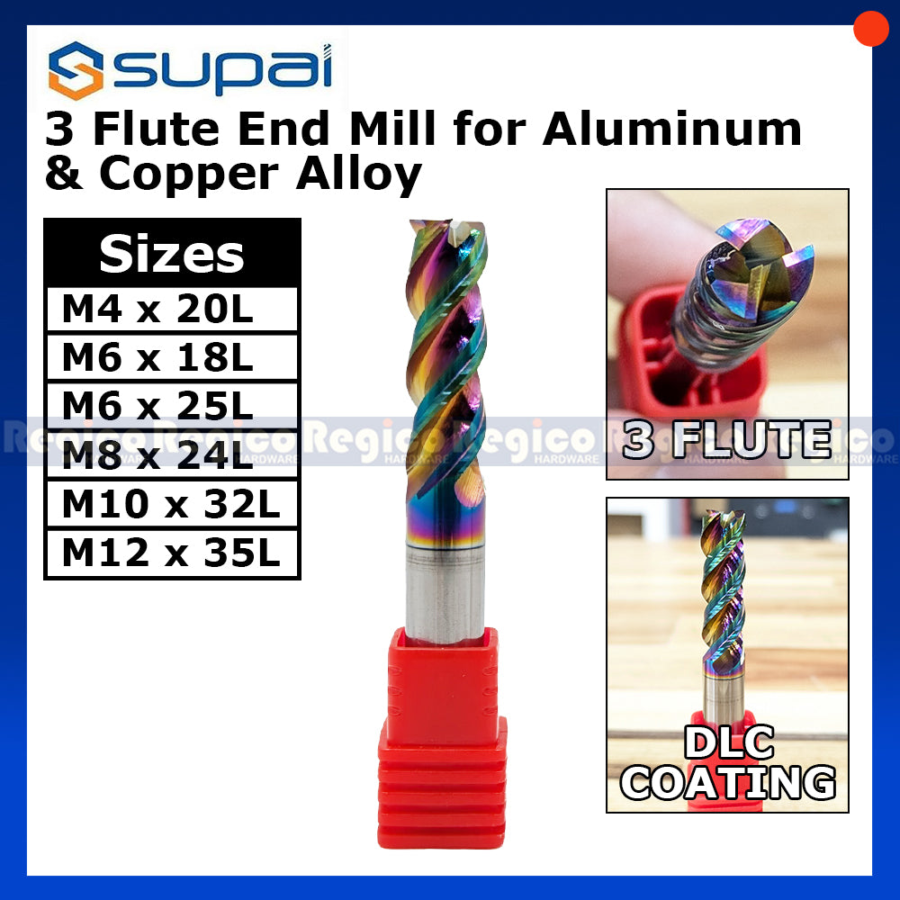 SUPAL DLC Coated End Mill for Aluminum | Carbide CNC Milling Cutter