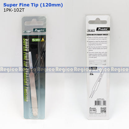 Pro'sKit Precision Tweezers | Fine Tip Straight Curved Tweezers | Electronics SMD Jewelry Tweezers | 1PK-102T 104T 105T