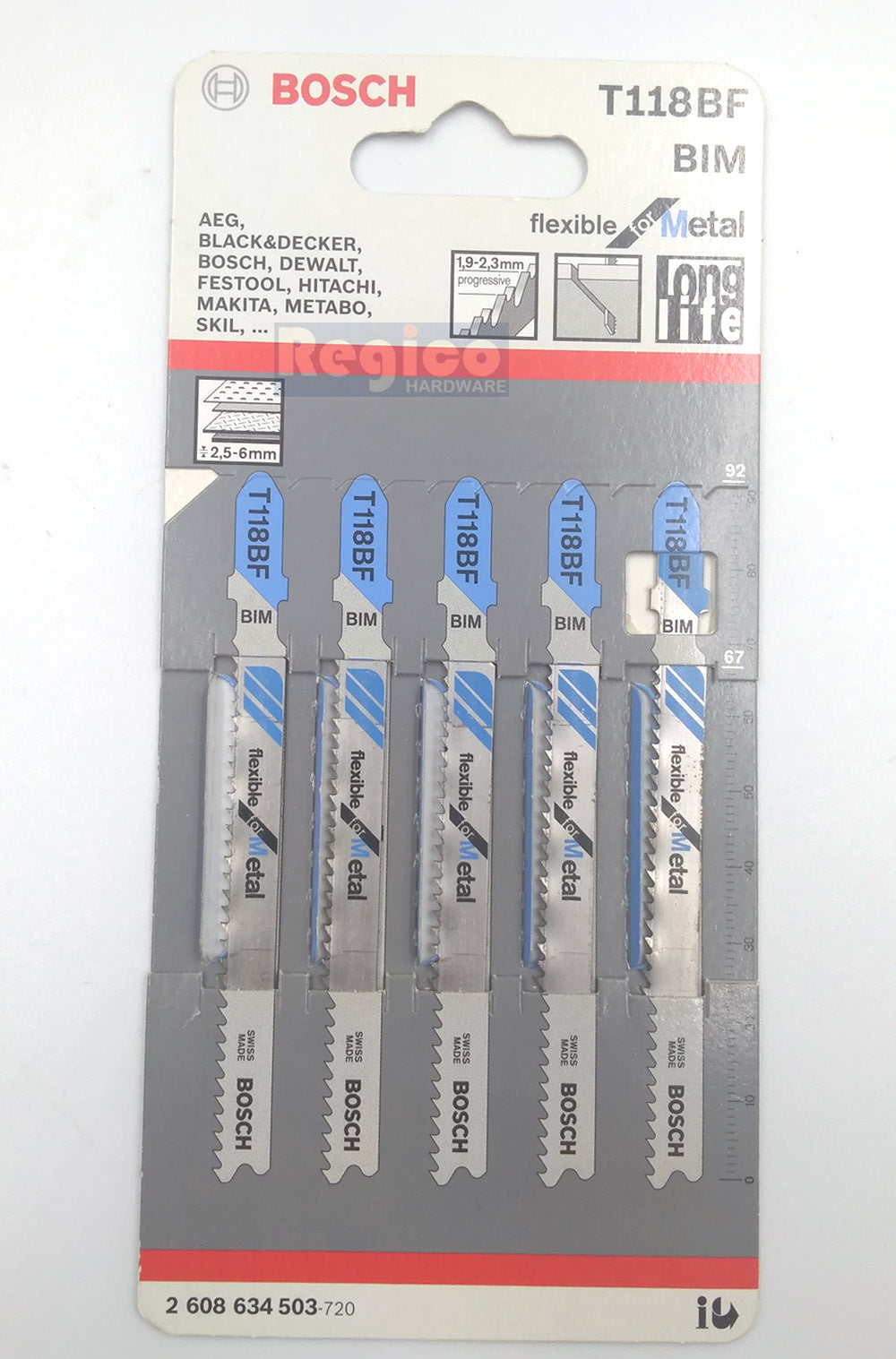 BOSCH T118BF Jigsaw Blade Set Flexible for Metal 5pcs/set Bosch Accessories