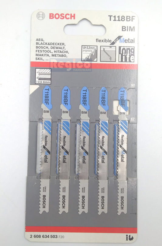 BOSCH T118BF Jigsaw Blade Set Flexible for Metal 5pcs/set Bosch Accessories