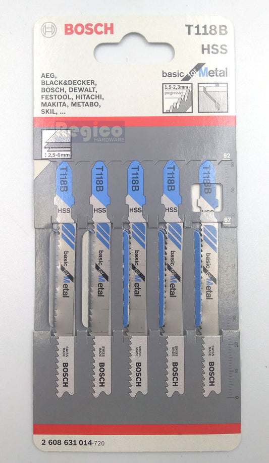 BOSCH T118B Jigsaw Blade Set HSS Basic for Metal 5pcs/set Bosch Accessories