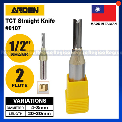 ARDEN 2 Flute 1/2 Shank Metric TCT Straight Router Bit #0107