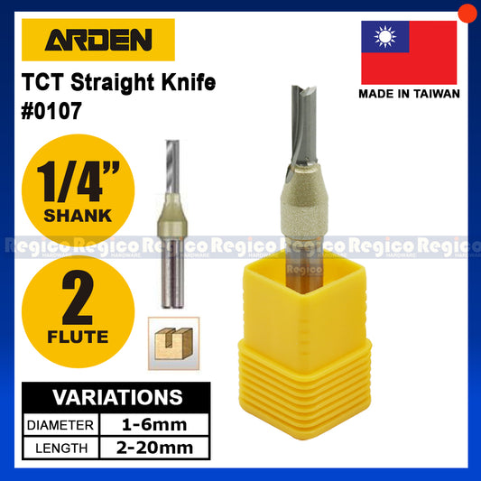 ARDEN 2 Flute 1/4  Shank Metric TCT Straight Router Bit #0107