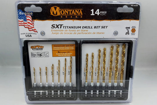 Montana MB-64340 14pcs. Titanium Drill Bit Set 1/4 Hex Shank