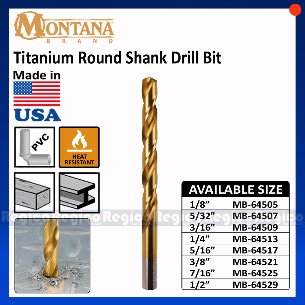 Montana Titanium Round Shank Drill Bit – PJRegico Hardware