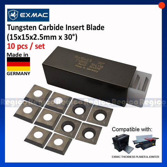 Exmac 10pcs Tungsten Carbide Insert Blade made in Germany for Exmac Jointer & Planer