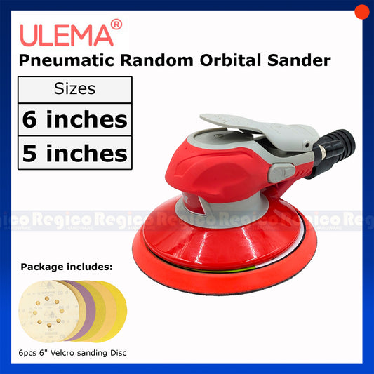 Ulema Pneumatic Velcro Random Orbital Sander with Sanding Disc 5 inches 6 inches