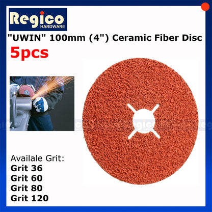 Uwin 100mm Ceramic fibre disc for 4 inch Angle Grinder