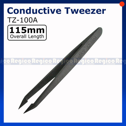 Proskit Static Anti-Static Steel Fiber Flat Dissipative Conductive Non-Inductive Fine Tip Tweezer Electronics Repair Tool TZ-100A TZ-300A Regico Hardware