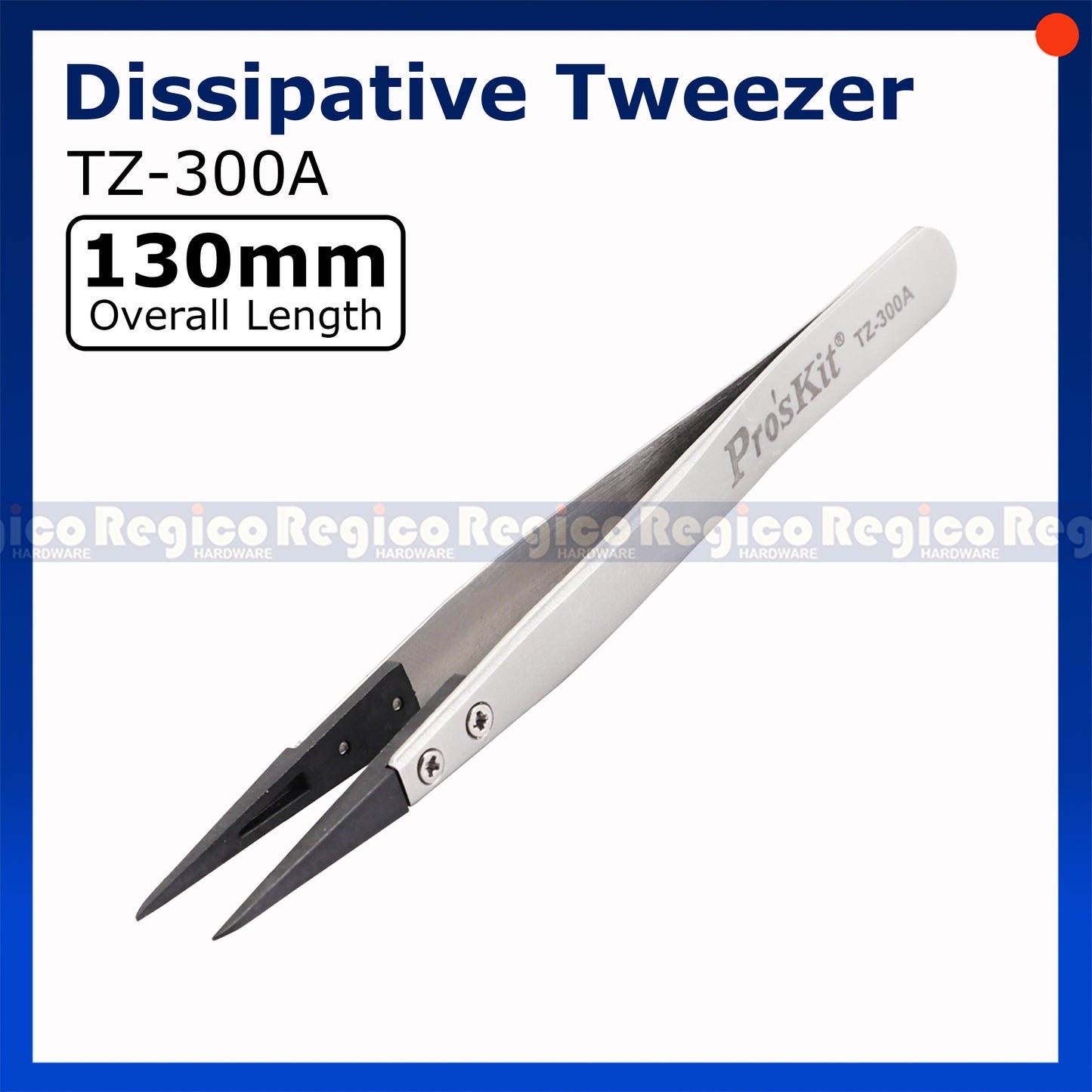 Proskit Static Anti-Static Steel Fiber Flat Dissipative Conductive Non-Inductive Fine Tip Tweezer Electronics Repair Tool TZ-100A TZ-300A Regico Hardware