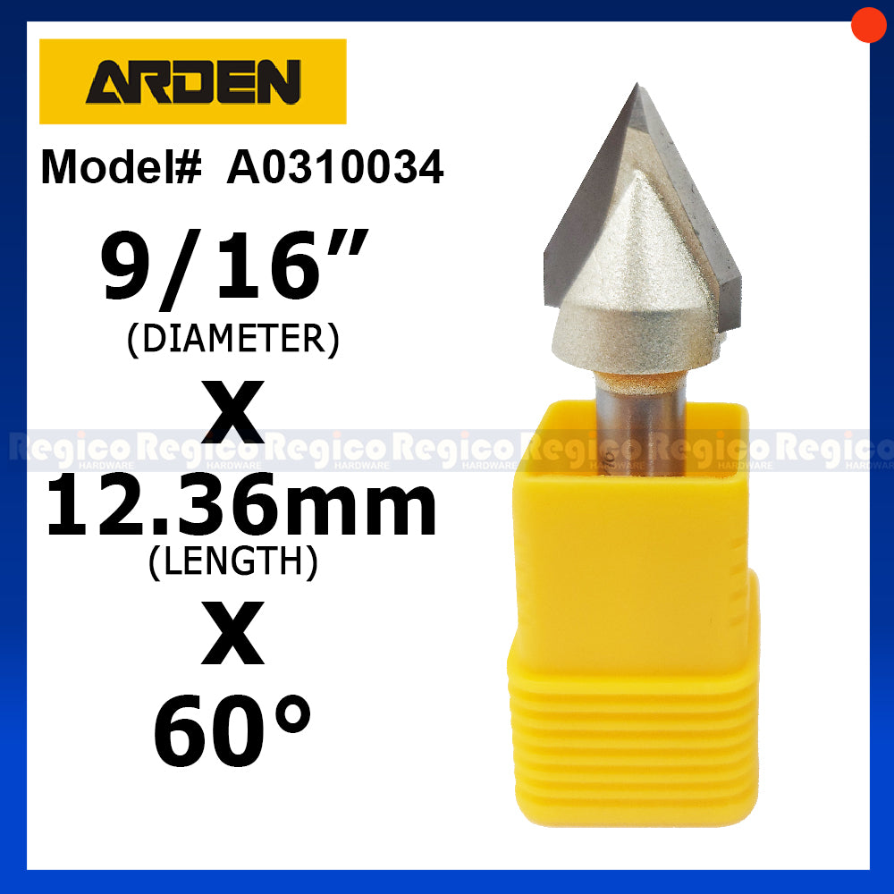 ARDEN 1/4" Shank Engraving V Groove Beveled Cutter Router Bit #0310
