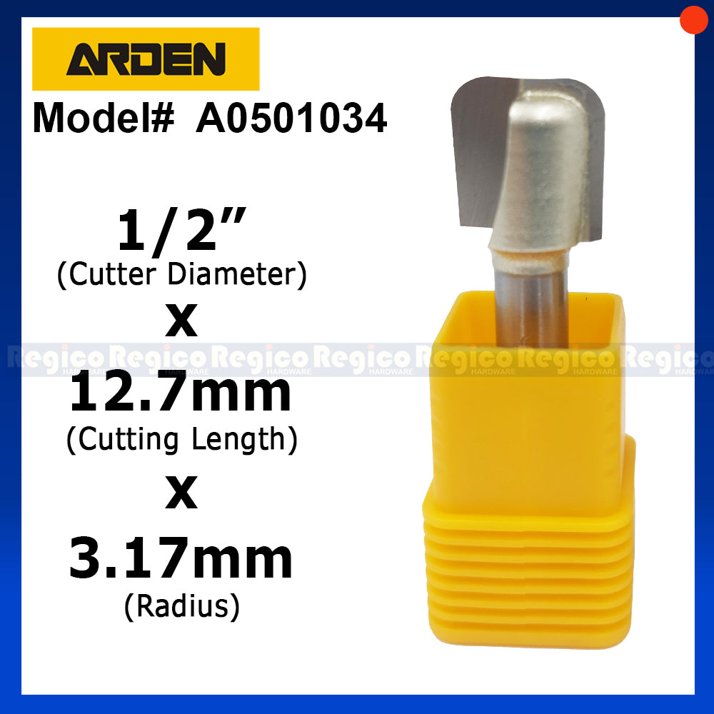 Arden 1/4 Shank Bowl Tray Bit 1/2 3/4 1 inch #0501