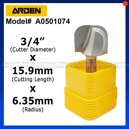 Arden 1/4 Shank Bowl Tray Bit 1/2 3/4 1 inch #0501