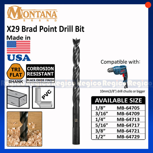 Montana 6pcs. X29 Brad Point Wood Drill Bit Set for wood PVC and thin sheet metal MB-64760