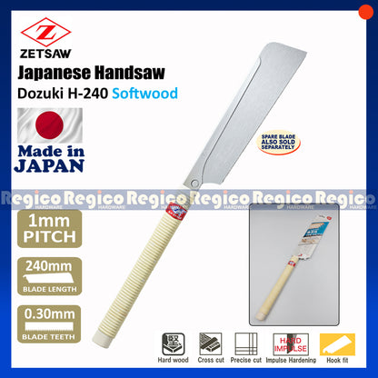 Zetsaw 240mm Dozuki Japanese Hand Saw H-240