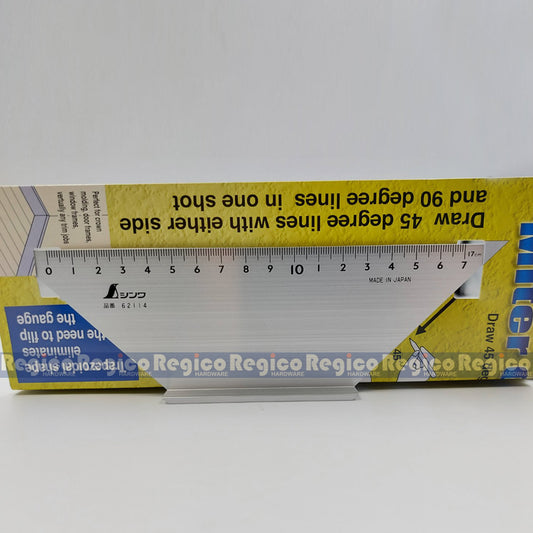Shinwa #62114 Aluminum Woodworking Miter Gauge 45 Degree 90 Degree Made in Japan Scribe Mark T-Type Ruler Square Layout Miter Line Gauge Carpenter Square