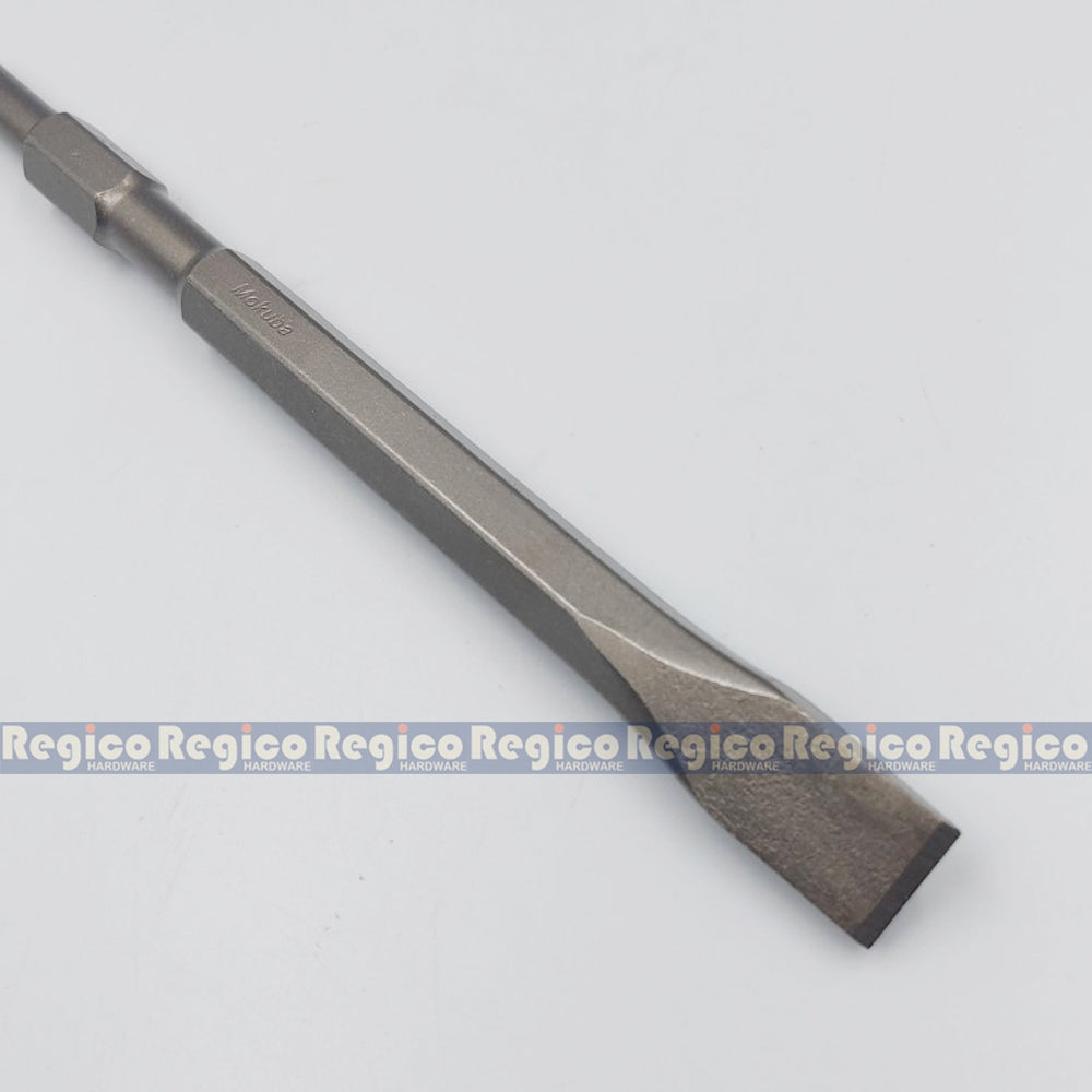 MOKUBA Flat Chisel 17mm Hex Shank for Demolishing Chipping Hammer Gun Made in Japan