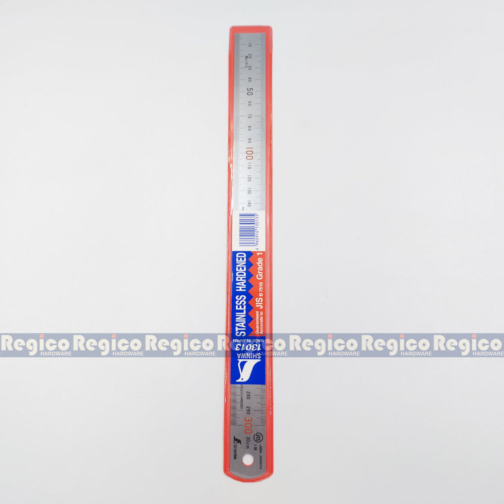 Shinwa 30 cm (12 inch) Stainless Steel Straight Ruler Brass Stopper Made In Japan