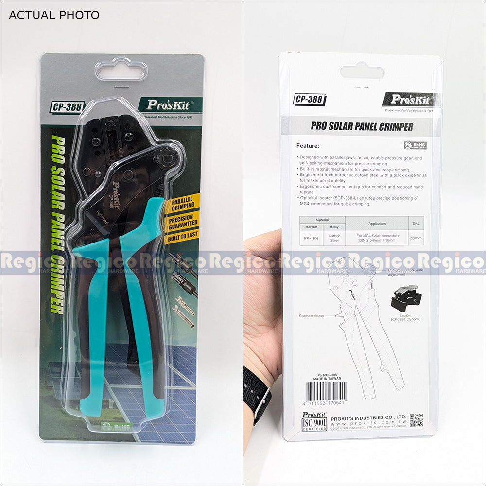 Pro'sKit CP-388 Solar Panel Crimper | MC4 Solar Connector Crimping Tool | PV Cable Crimper Hand Tool