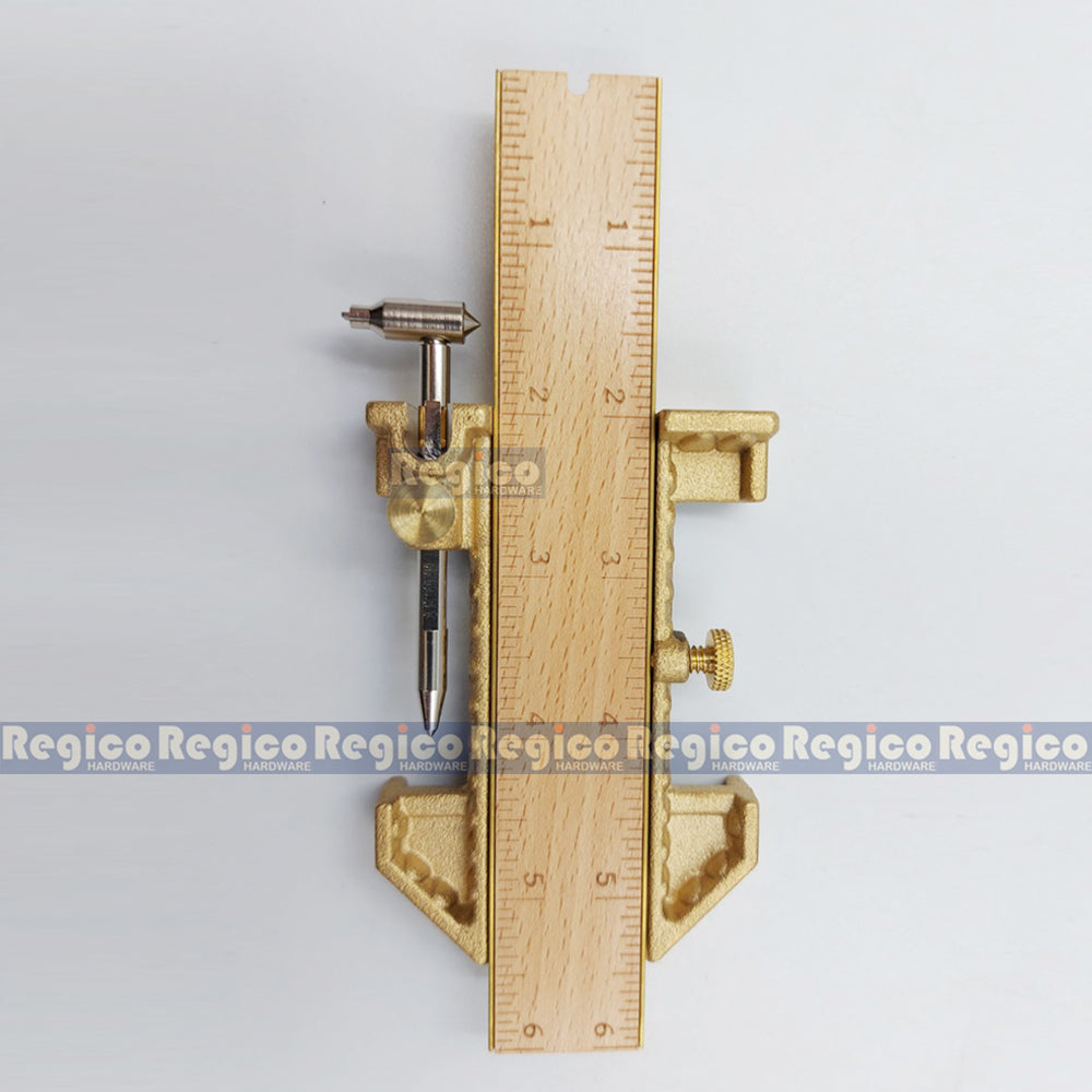 Regicocraft Brass Odd Job Tool with 6 inch wooden ruler #00559