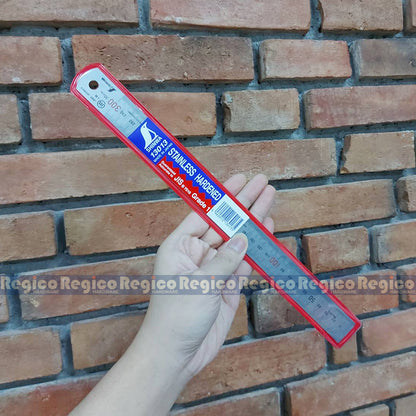 Shinwa 30 cm (12 inch) Stainless Steel Straight Ruler Brass Stopper Made In Japan