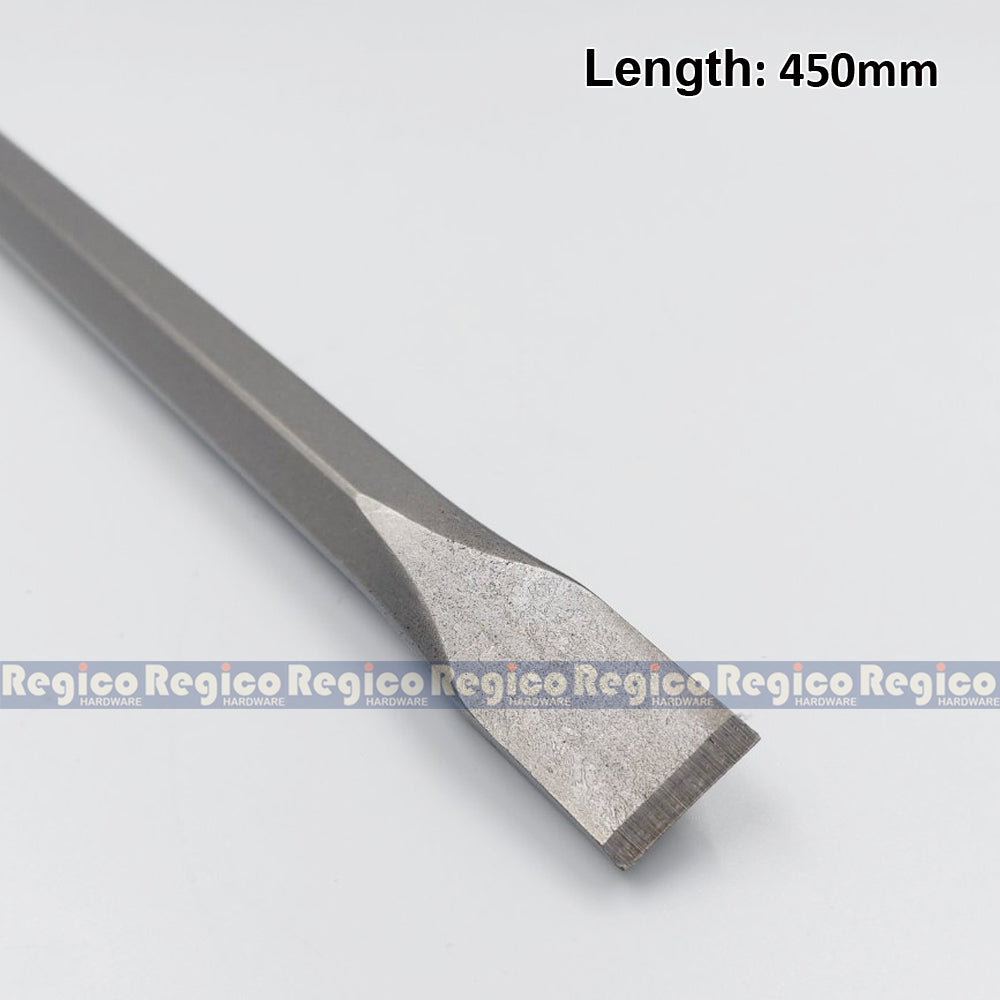 MOKUBA Flat Chisel 17mm Hex Shank for Demolishing Chipping Hammer Gun Made in Japan