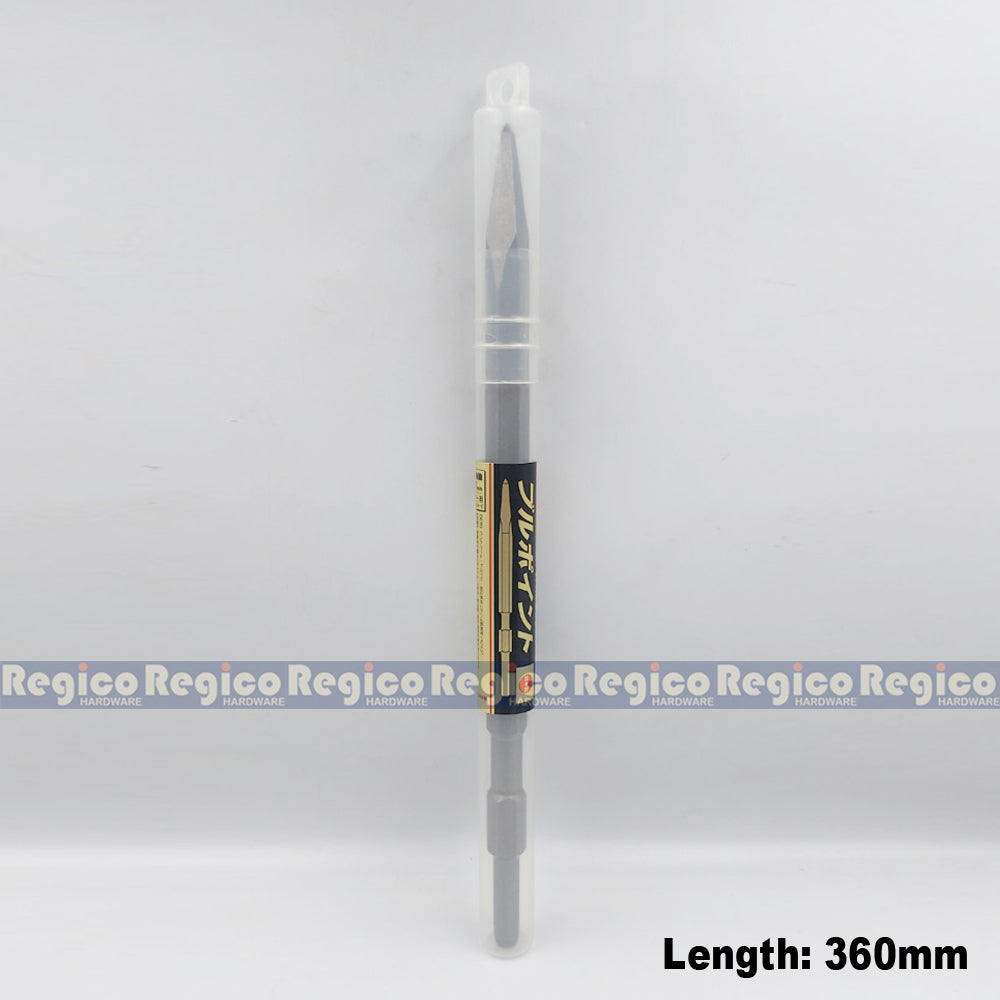 MOKUBA Pointed Chisel 17mm Hex Shank for Demolishing Chipping Hammer Gun Made in Japan