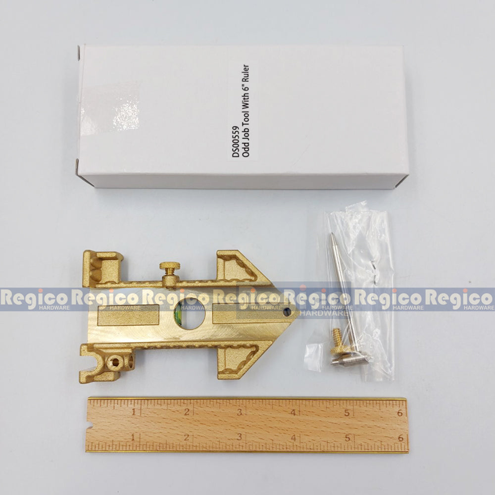 Regicocraft Brass Odd Job Tool with 6 inch wooden ruler #00559